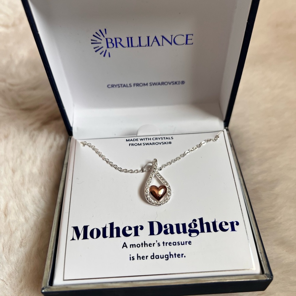 Sterling silver Daughter necklace with Swarovski crystals